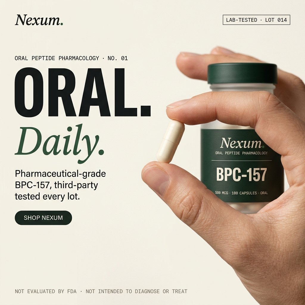 Bio Prime — ORAL DAILY · fingers holding capsule, bottle behind