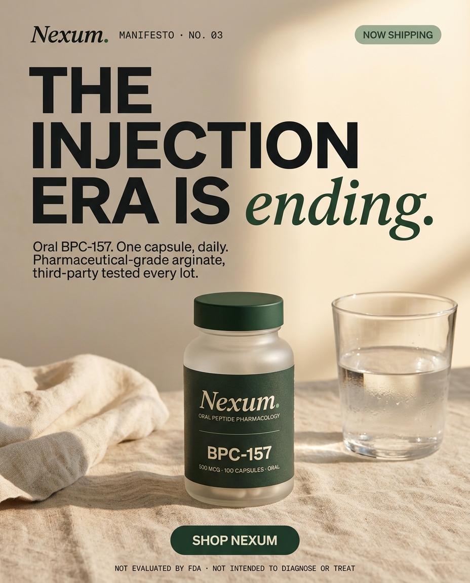 Bio Prime — THE INJECTION ERA IS ENDING · golden-hour bedside still life
