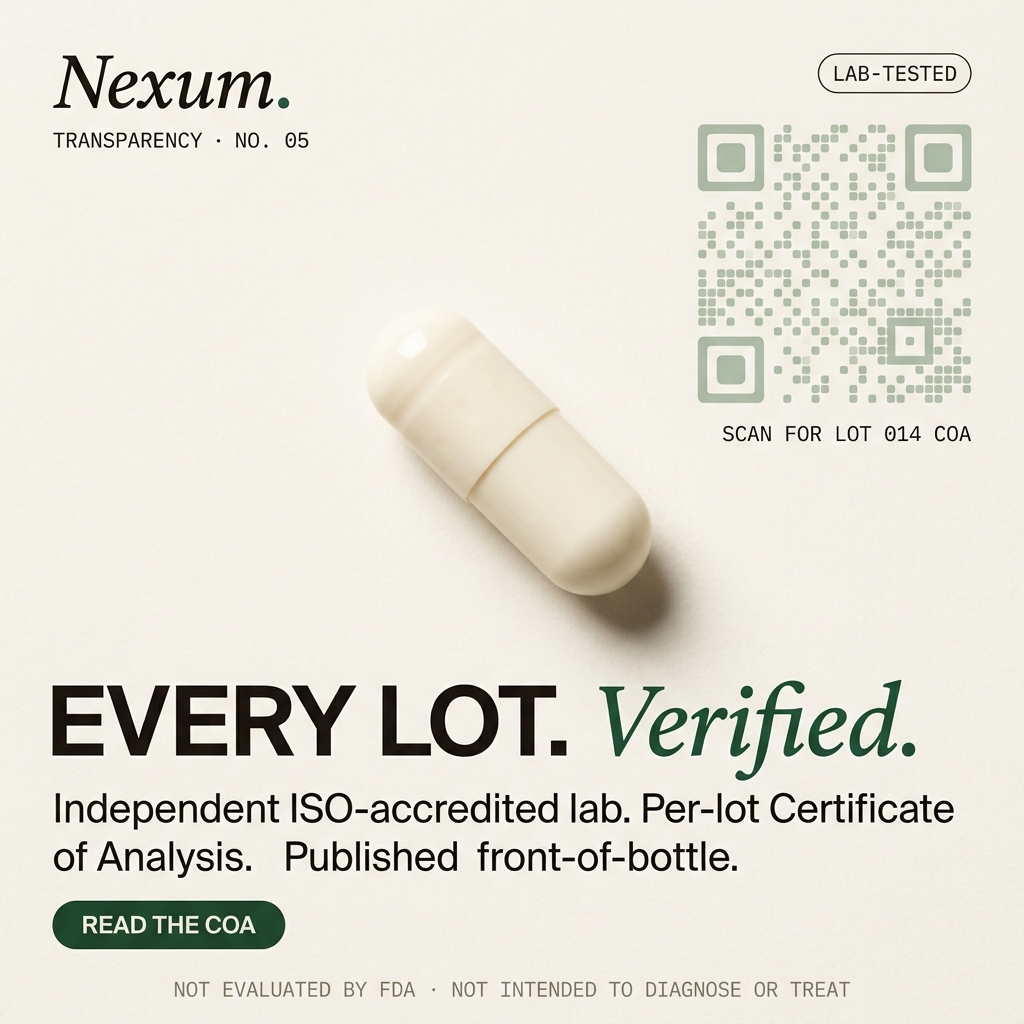 Bio Prime — EVERY LOT VERIFIED · macro capsule with QR pattern